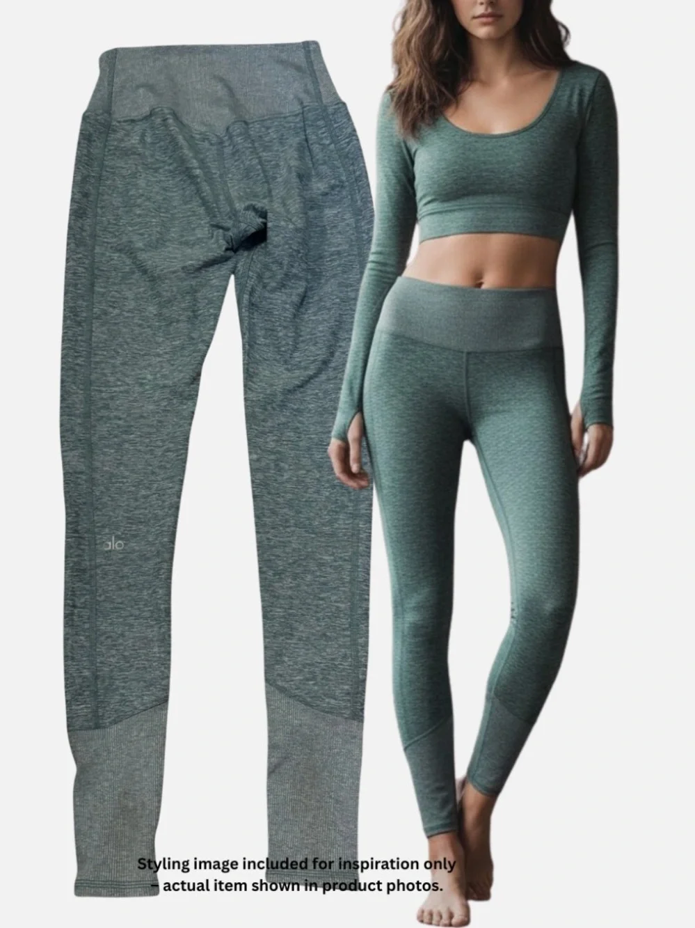 Alo Yoga High Waist Alosoft Lounge Leggings in Light Green Heather SZ XS